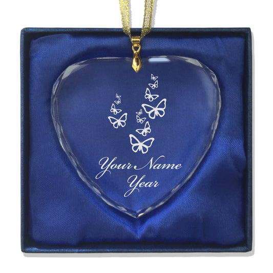 LaserGram Christmas Ornament, Butterflies, Personalized Engraving Included (Heart Shape)