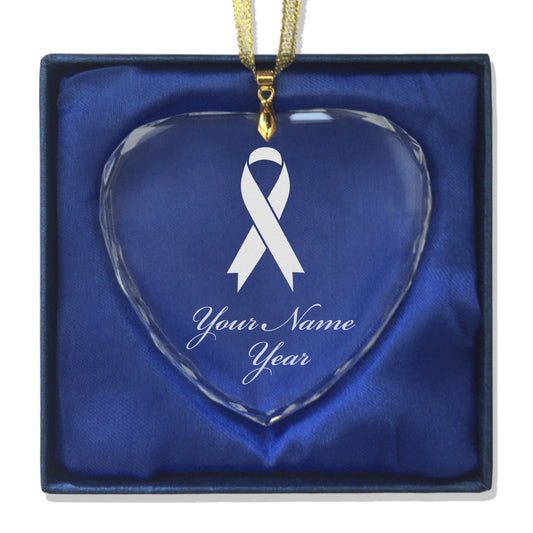 LaserGram Christmas Ornament, Cancer Awareness Ribbon, Personalized Engraving Included (Heart Shape)