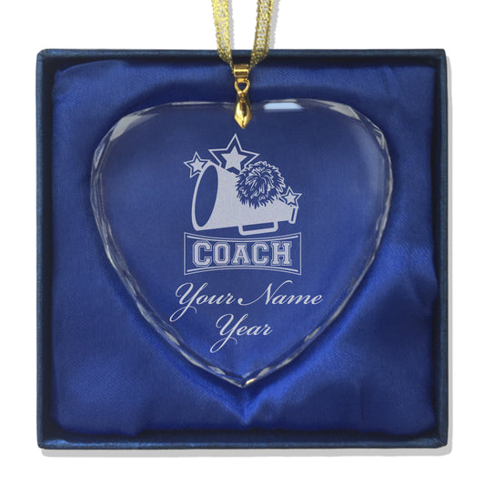 LaserGram Christmas Ornament, Cheerleading Coach, Personalized Engraving Included (Heart Shape)