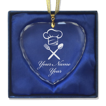 LaserGram Christmas Ornament, Chef Hat, Personalized Engraving Included (Heart Shape)