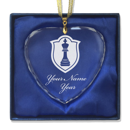 LaserGram Christmas Ornament, Chess King, Personalized Engraving Included (Heart Shape)