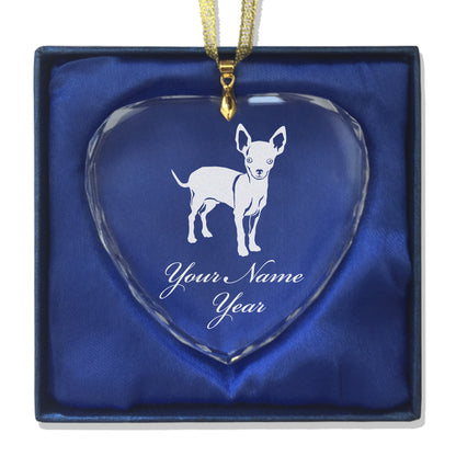 LaserGram Christmas Ornament, Chihuahua Dog, Personalized Engraving Included (Heart Shape)