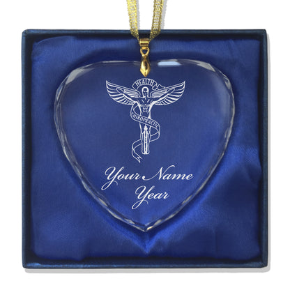 LaserGram Christmas Ornament, Chiropractic Symbol, Personalized Engraving Included (Heart Shape)