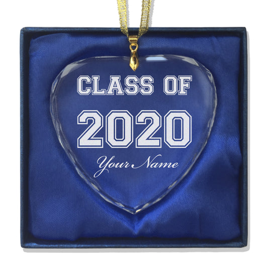 LaserGram Christmas Ornament, Class of 2020, 2021, 2022, 2023, 2024, 2025, Personalized Engraving Included (Heart Shape)