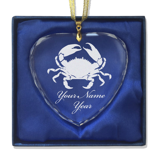 LaserGram Christmas Ornament, Crab, Personalized Engraving Included (Heart Shape)