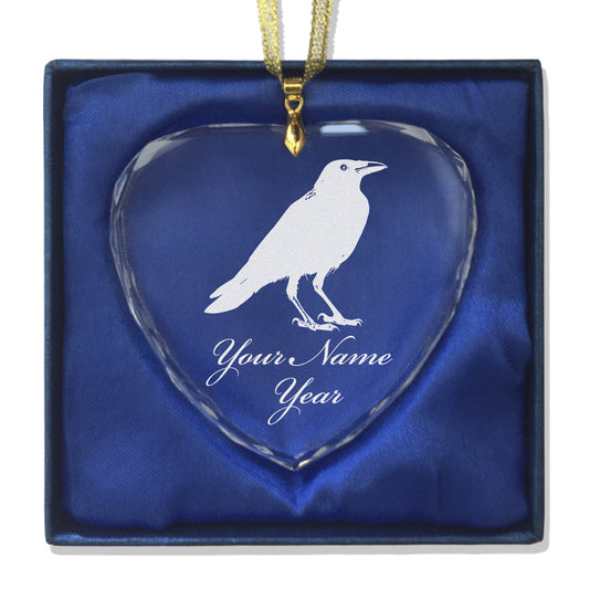 LaserGram Christmas Ornament, Crow, Personalized Engraving Included (Heart Shape)