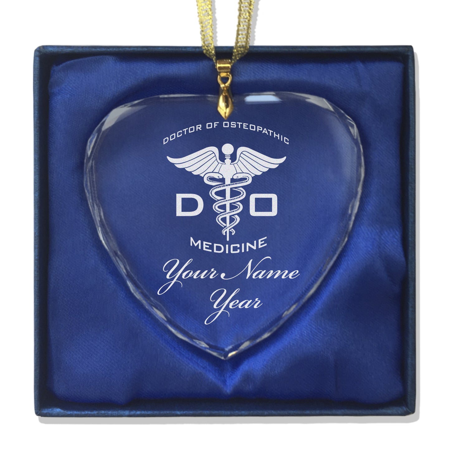 LaserGram Christmas Ornament, DO Doctor of Osteopathic Medicine, Personalized Engraving Included (Heart Shape)