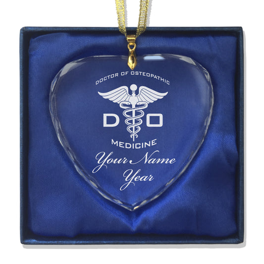 LaserGram Christmas Ornament, DO Doctor of Osteopathic Medicine, Personalized Engraving Included (Heart Shape)