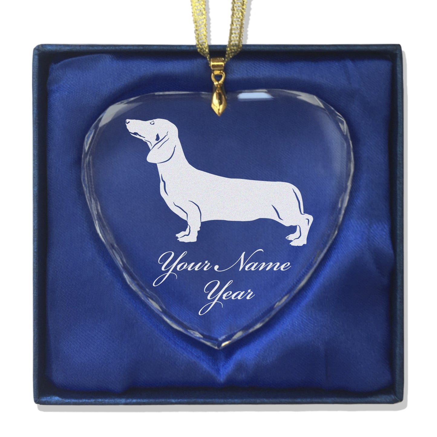 LaserGram Christmas Ornament, Dachshund Dog, Personalized Engraving Included (Heart Shape)