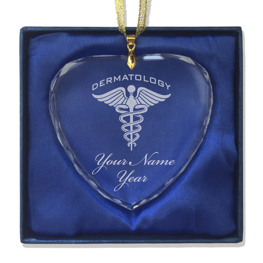 LaserGram Christmas Ornament, Dermatology, Personalized Engraving Included (Heart Shape)