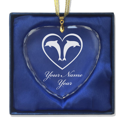 LaserGram Christmas Ornament, Dolphin Heart, Personalized Engraving Included (Heart Shape)