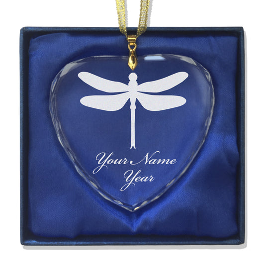 LaserGram Christmas Ornament, Dragonfly, Personalized Engraving Included (Heart Shape)