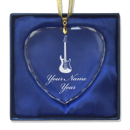 LaserGram Christmas Ornament, Electric Guitar, Personalized Engraving Included (Heart Shape)