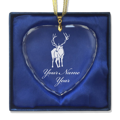 LaserGram Christmas Ornament, Elk, Personalized Engraving Included (Heart Shape)