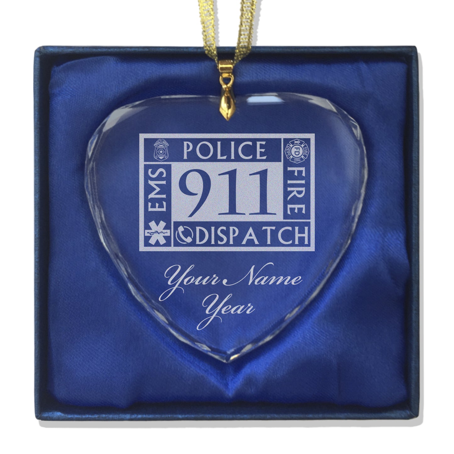 LaserGram Christmas Ornament, Emergency Dispatcher 911, Personalized Engraving Included (Heart Shape)
