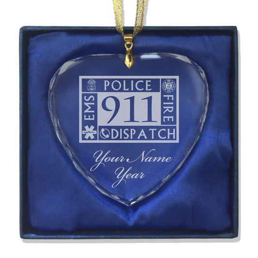 LaserGram Christmas Ornament, Emergency Dispatcher 911, Personalized Engraving Included (Heart Shape)