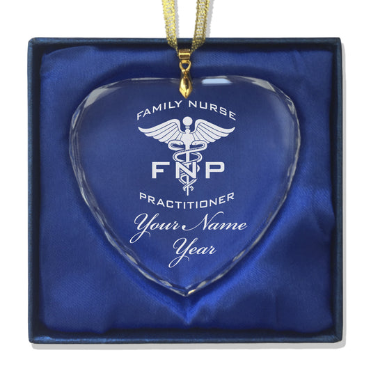 LaserGram Christmas Ornament, FNP Family Nurse Practitioner, Personalized Engraving Included (Heart Shape)