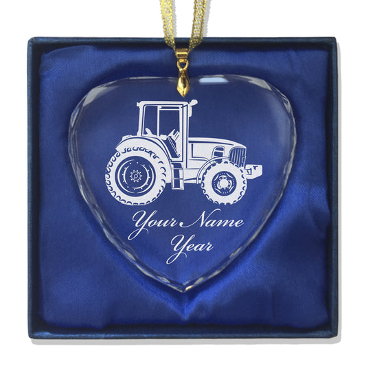 LaserGram Christmas Ornament, Farm Tractor, Personalized Engraving Included (Heart Shape)