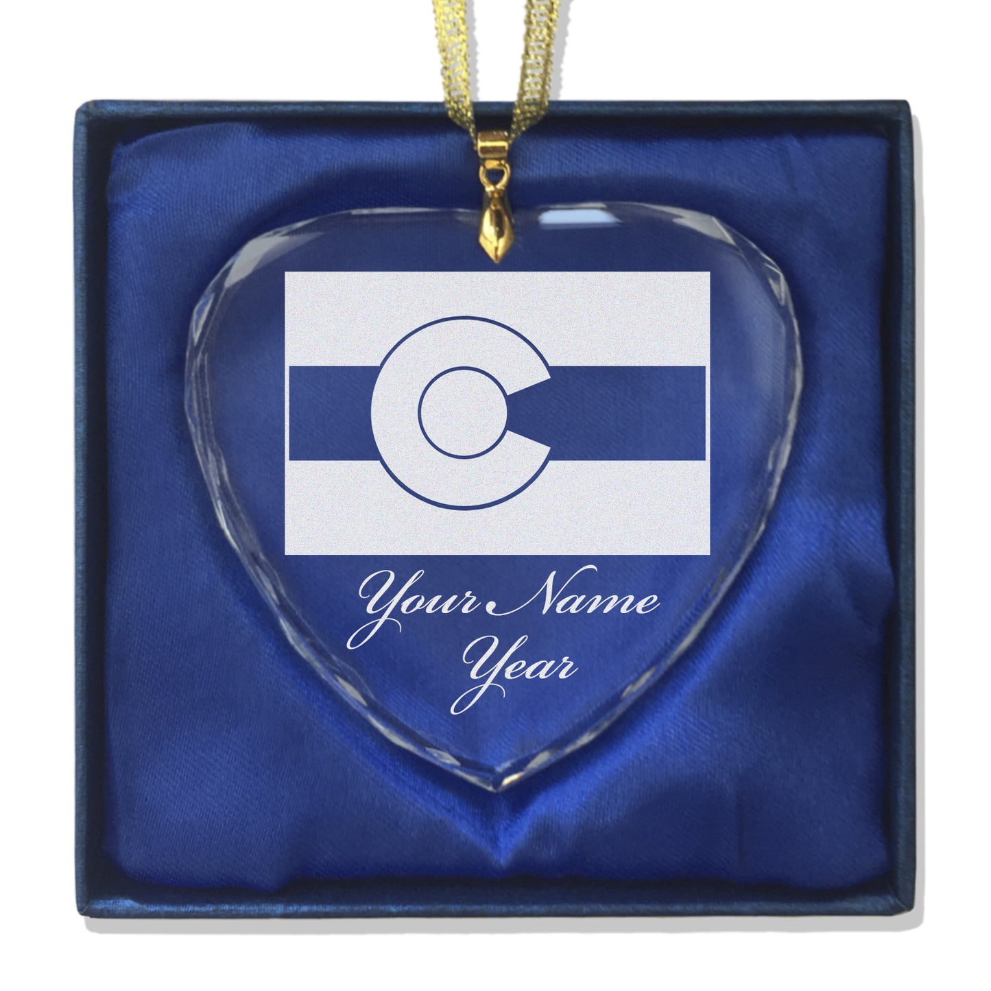 LaserGram Christmas Ornament, Flag of Colorado, Personalized Engraving Included (Heart Shape)