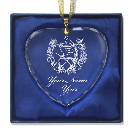 LaserGram Christmas Ornament, Flag of Guatemala, Personalized Engraving Included (Heart Shape)