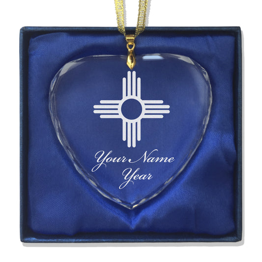 LaserGram Christmas Ornament, Flag of New Mexico, Personalized Engraving Included (Heart Shape)