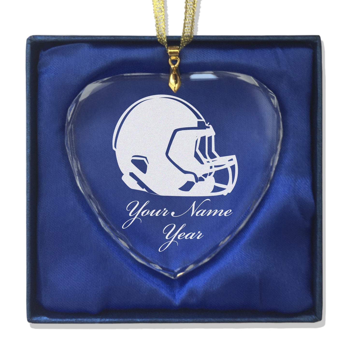 LaserGram Christmas Ornament, Football Helmet, Personalized Engraving Included (Heart Shape)