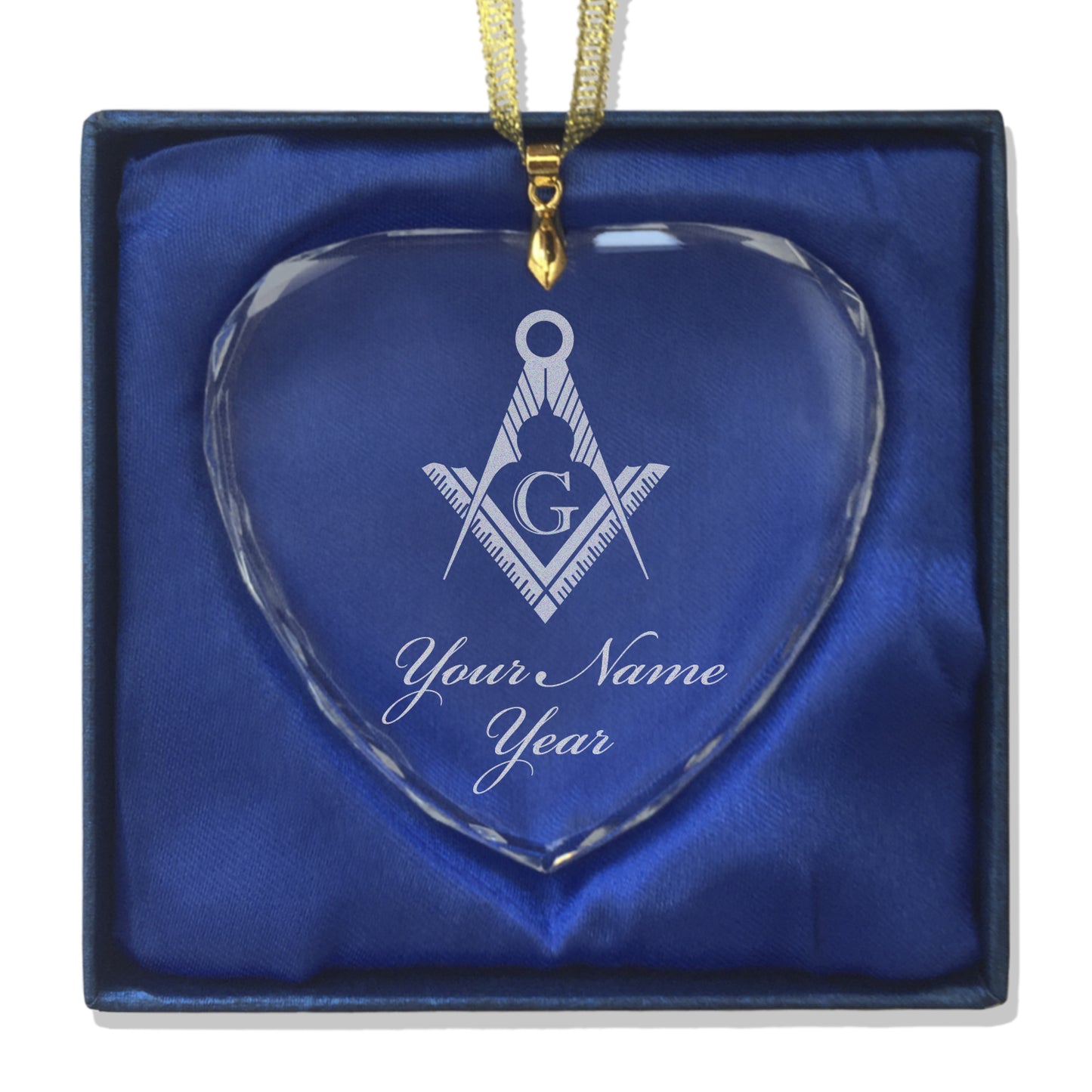 LaserGram Christmas Ornament, Freemason Symbol, Personalized Engraving Included (Heart Shape)