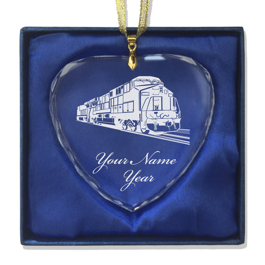 LaserGram Christmas Ornament, Freight Train, Personalized Engraving Included (Heart Shape)