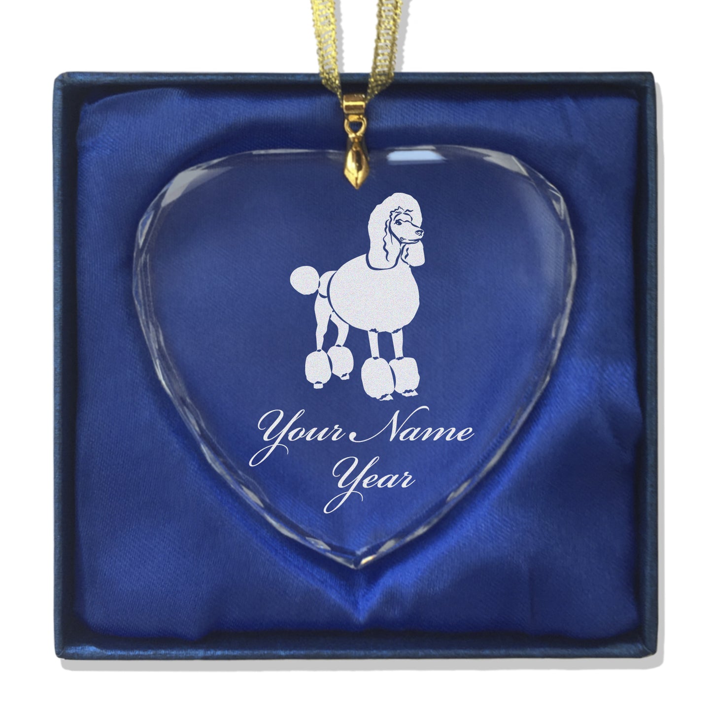 LaserGram Christmas Ornament, French Poodle Dog, Personalized Engraving Included (Heart Shape)