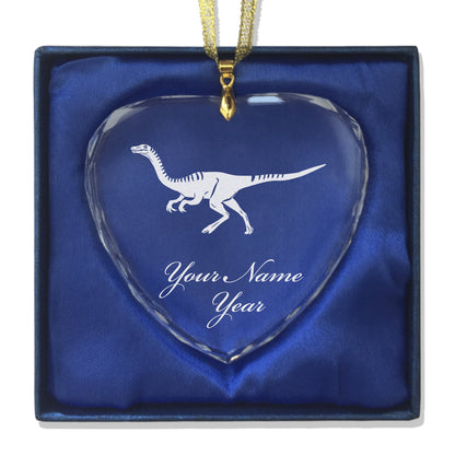 LaserGram Christmas Ornament, Gallimimus Dinosaur, Personalized Engraving Included (Heart Shape)