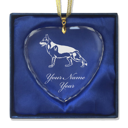 LaserGram Christmas Ornament, German Shepherd Dog, Personalized Engraving Included (Heart Shape)