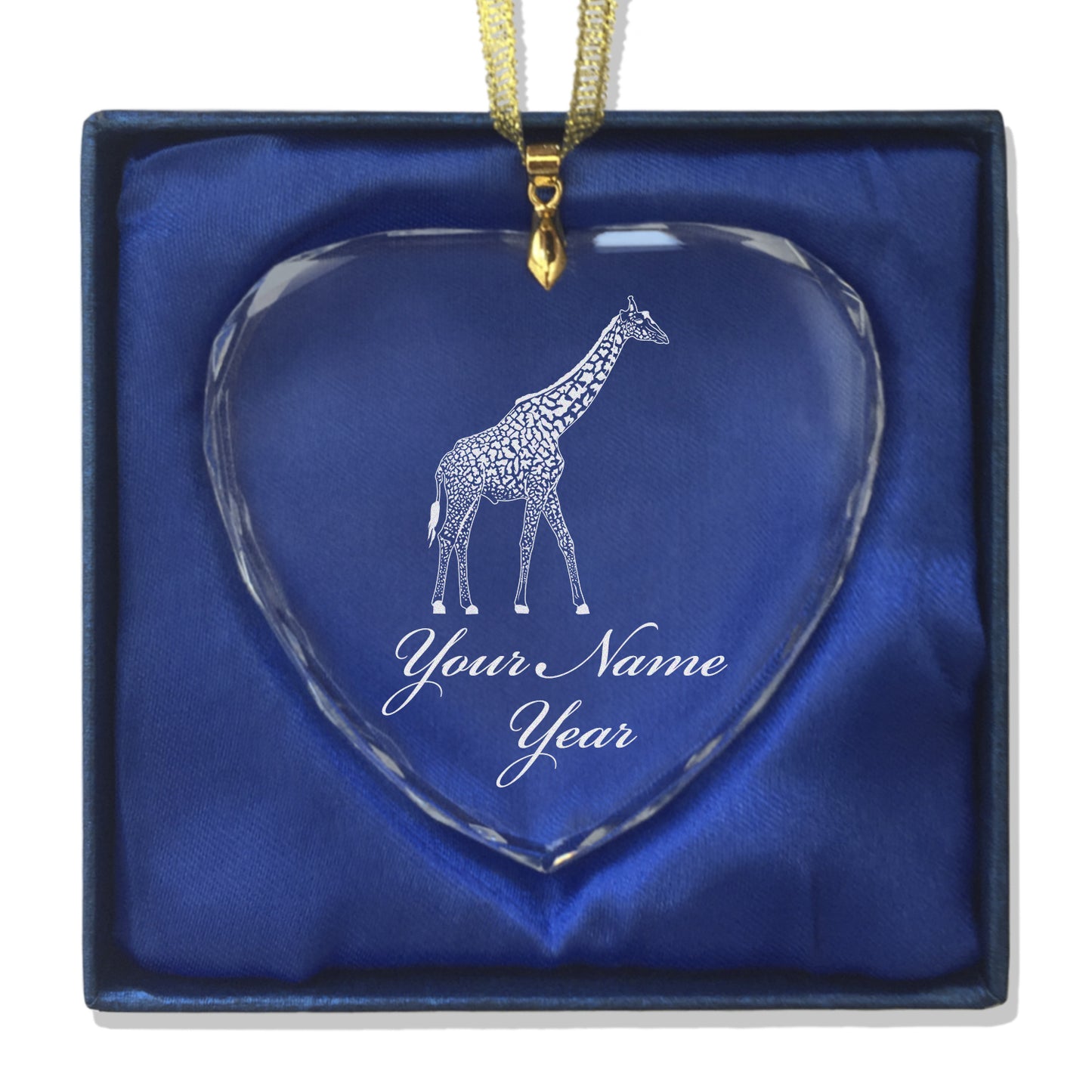 LaserGram Christmas Ornament, Giraffe, Personalized Engraving Included (Heart Shape)