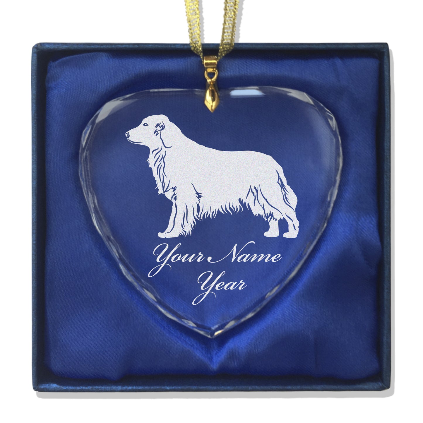 LaserGram Christmas Ornament, Golden Retriever Dog, Personalized Engraving Included (Heart Shape)