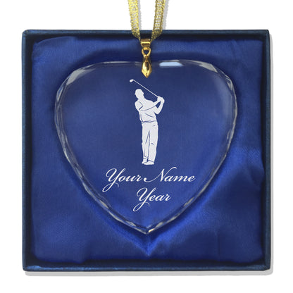 LaserGram Christmas Ornament, Golfer, Personalized Engraving Included (Heart Shape)