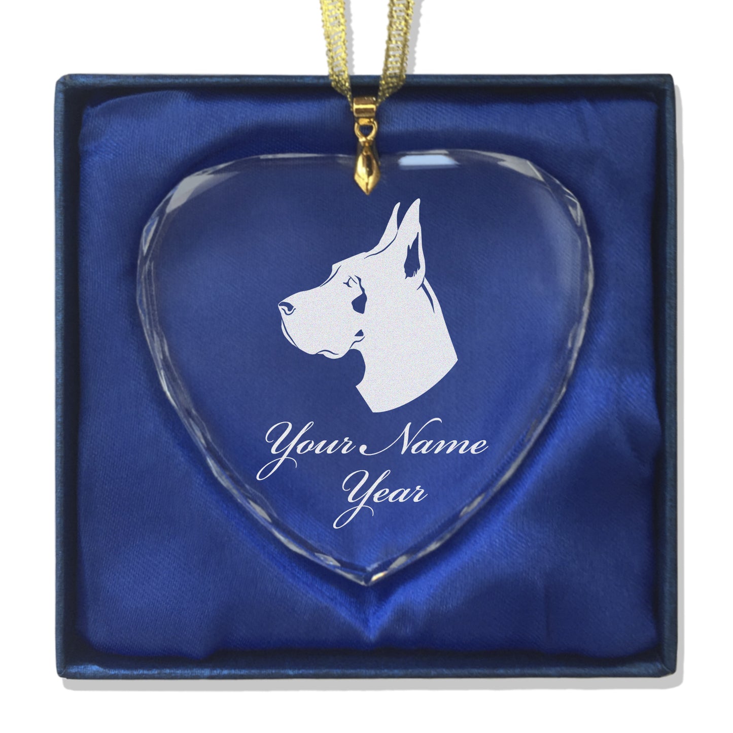 LaserGram Christmas Ornament, Great Dane Dog, Personalized Engraving Included (Heart Shape)