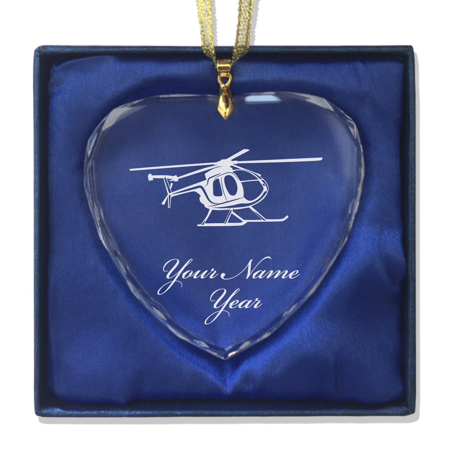 LaserGram Christmas Ornament, Helicopter 1, Personalized Engraving Included (Heart Shape)