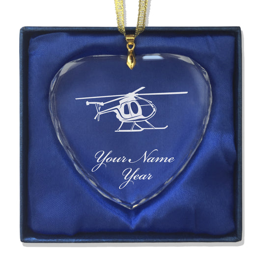 LaserGram Christmas Ornament, Helicopter 1, Personalized Engraving Included (Heart Shape)