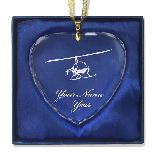 LaserGram Christmas Ornament, Helicopter 2, Personalized Engraving Included (Heart Shape)