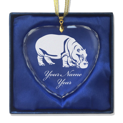 LaserGram Christmas Ornament, Hippopotamus, Personalized Engraving Included (Heart Shape)