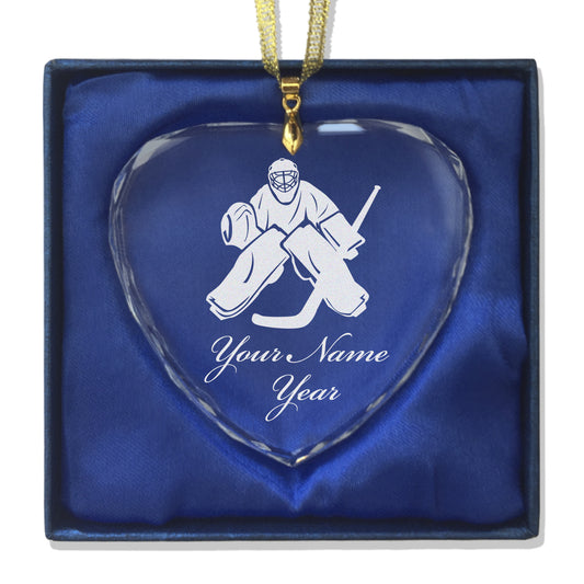 LaserGram Christmas Ornament, Hockey Goalie, Personalized Engraving Included (Heart Shape)