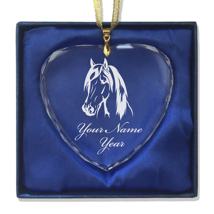 LaserGram Christmas Ornament, Horse Head 1, Personalized Engraving Included (Heart Shape)