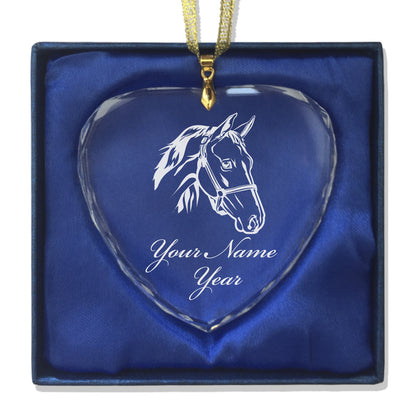 LaserGram Christmas Ornament, Horse Head 2, Personalized Engraving Included (Heart Shape)