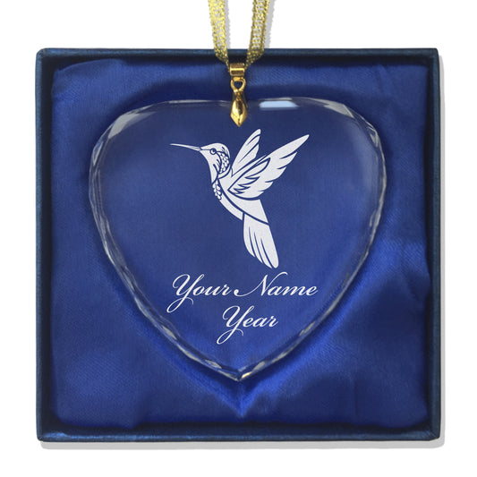 LaserGram Christmas Ornament, Hummingbird, Personalized Engraving Included (Heart Shape)