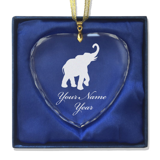 LaserGram Christmas Ornament, Indian Elephant, Personalized Engraving Included (Heart Shape)