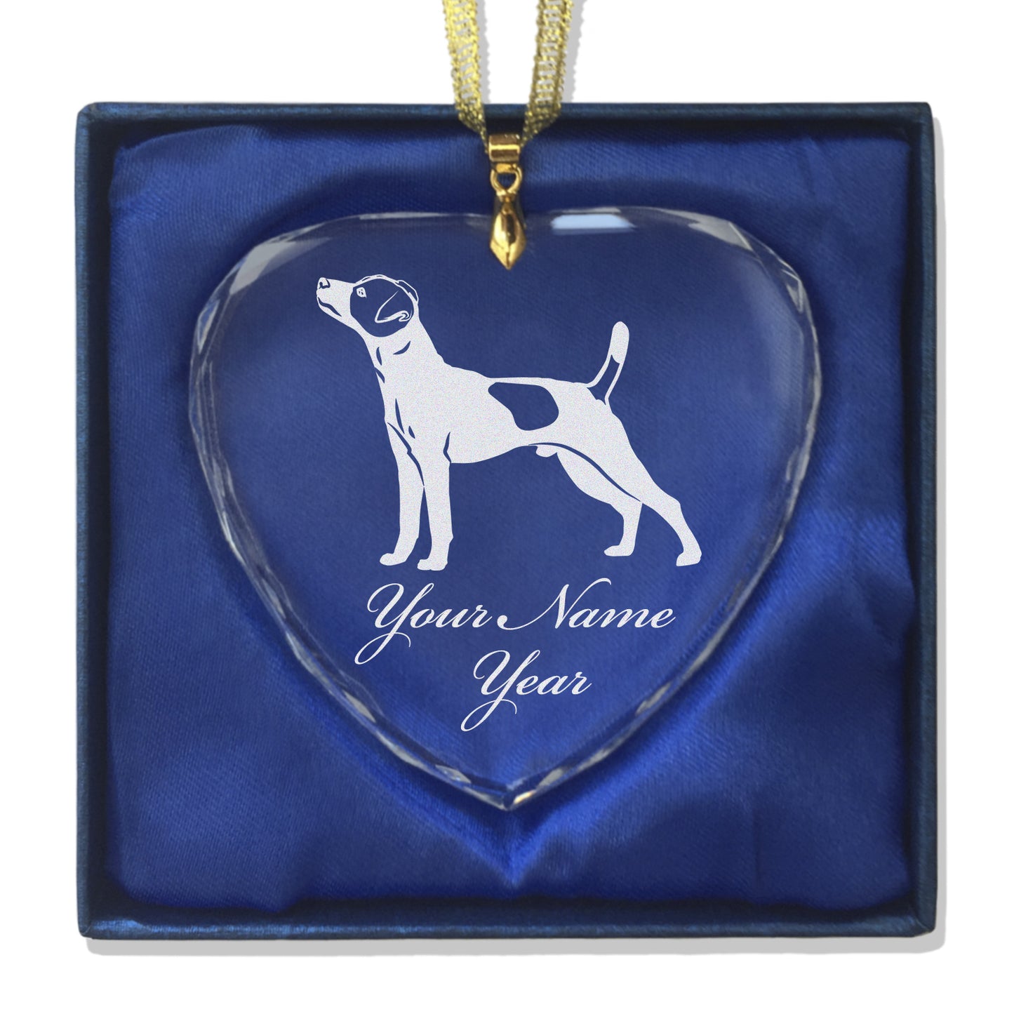 LaserGram Christmas Ornament, Jack Russell Terrier Dog, Personalized Engraving Included (Heart Shape)