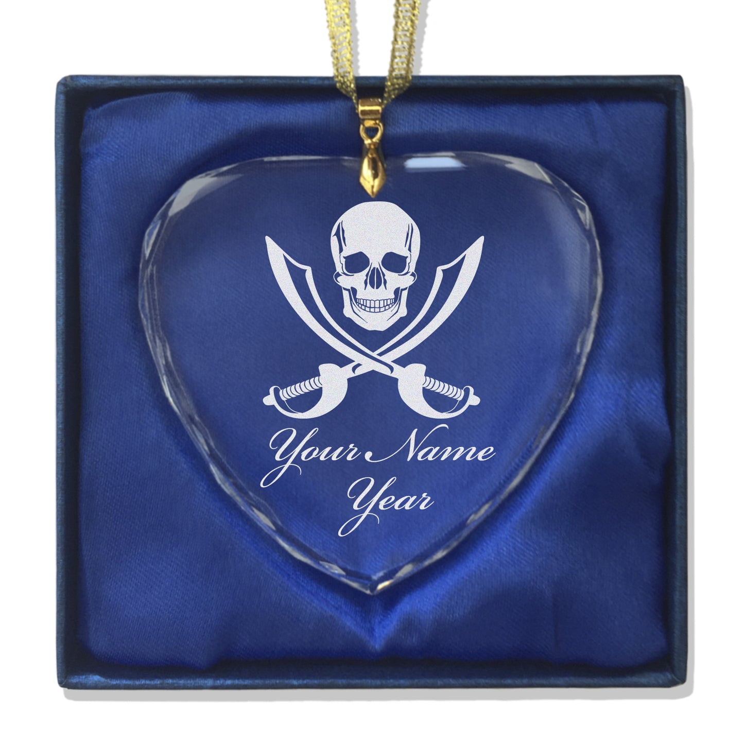 LaserGram Christmas Ornament, Jolly Roger, Personalized Engraving Included (Heart Shape)