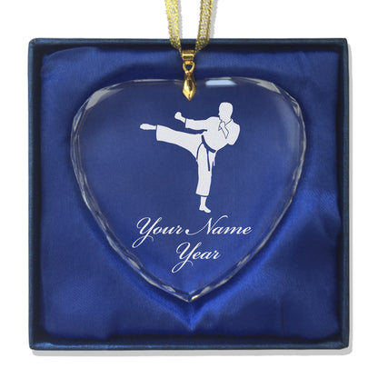 LaserGram Christmas Ornament, Karate Man, Personalized Engraving Included (Heart Shape)