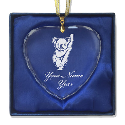 LaserGram Christmas Ornament, Koala Bear, Personalized Engraving Included (Heart Shape)