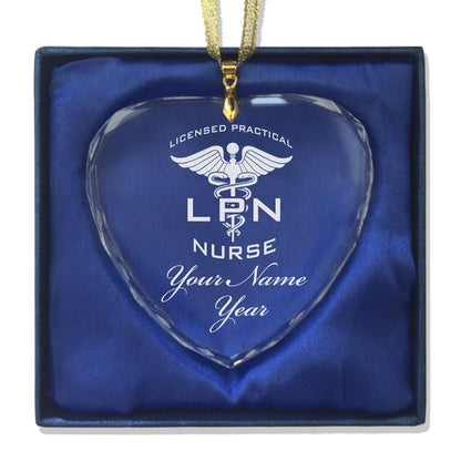 LaserGram Christmas Ornament, LPN Licensed Practical Nurse, Personalized Engraving Included (Heart Shape)