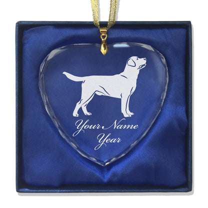 LaserGram Christmas Ornament, Labrador Retriever Dog, Personalized Engraving Included (Heart Shape)